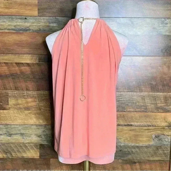 Ramy Brook Rosette Top with Gold Chain Detail in Deco Rose (Peach), Size XS. NWT - Picture 4 of 11